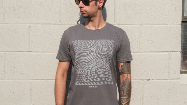 man wearing Therevox shirt